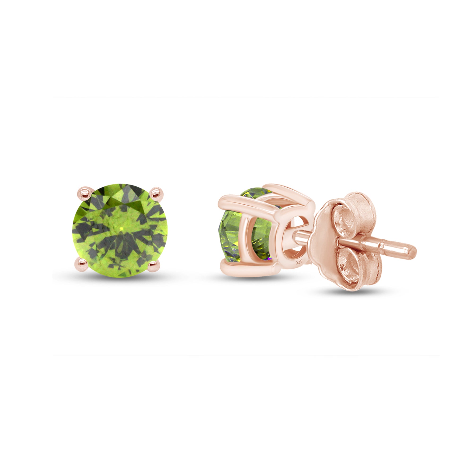 Birthstone Stud Earrings for Women, 4mm Round Simulated Gemstone Studs, Jewelry for Her (0.5 Ct)