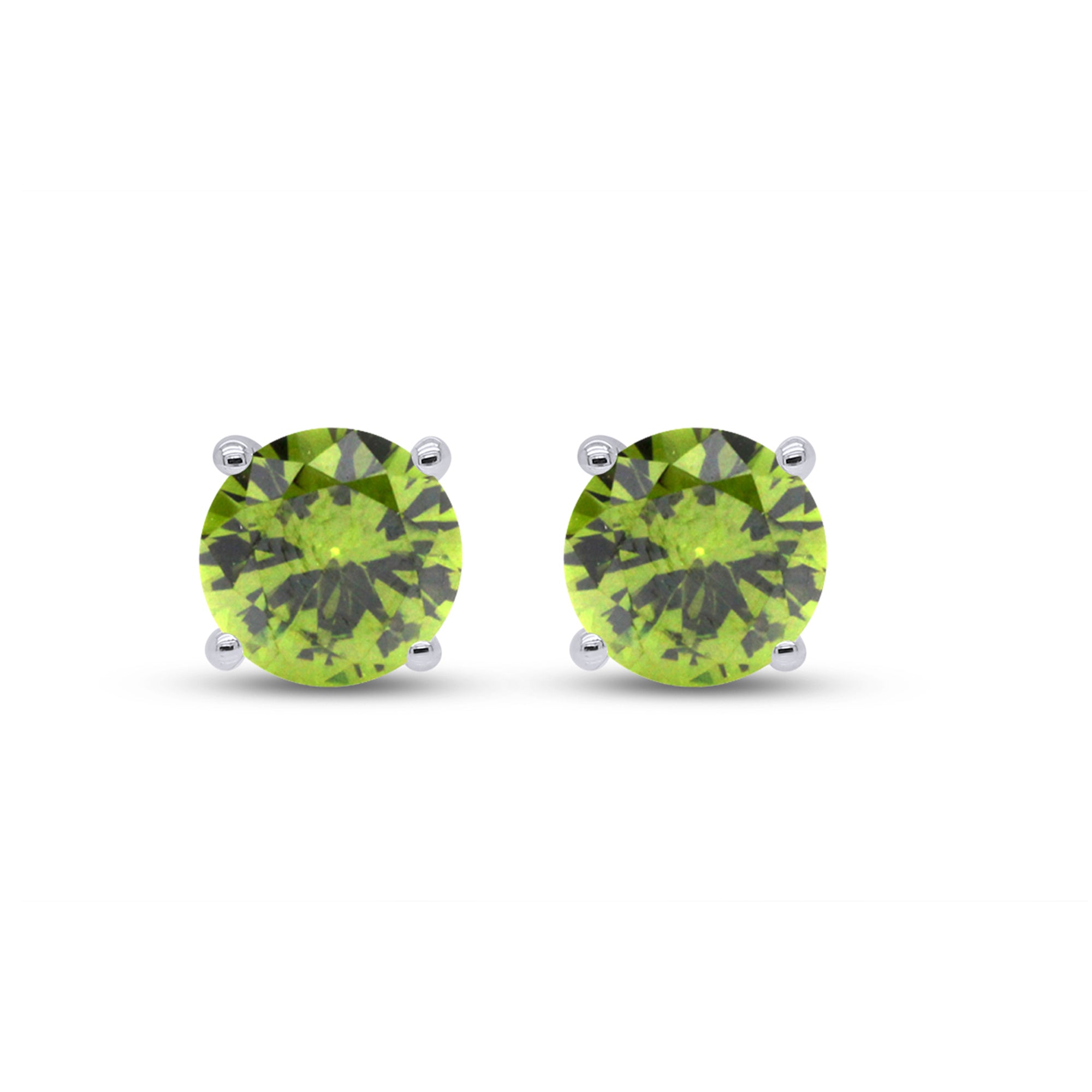 Birthstone Stud Earrings for Women, 4mm Round Simulated Gemstone Studs, Jewelry for Her (0.5 Ct)