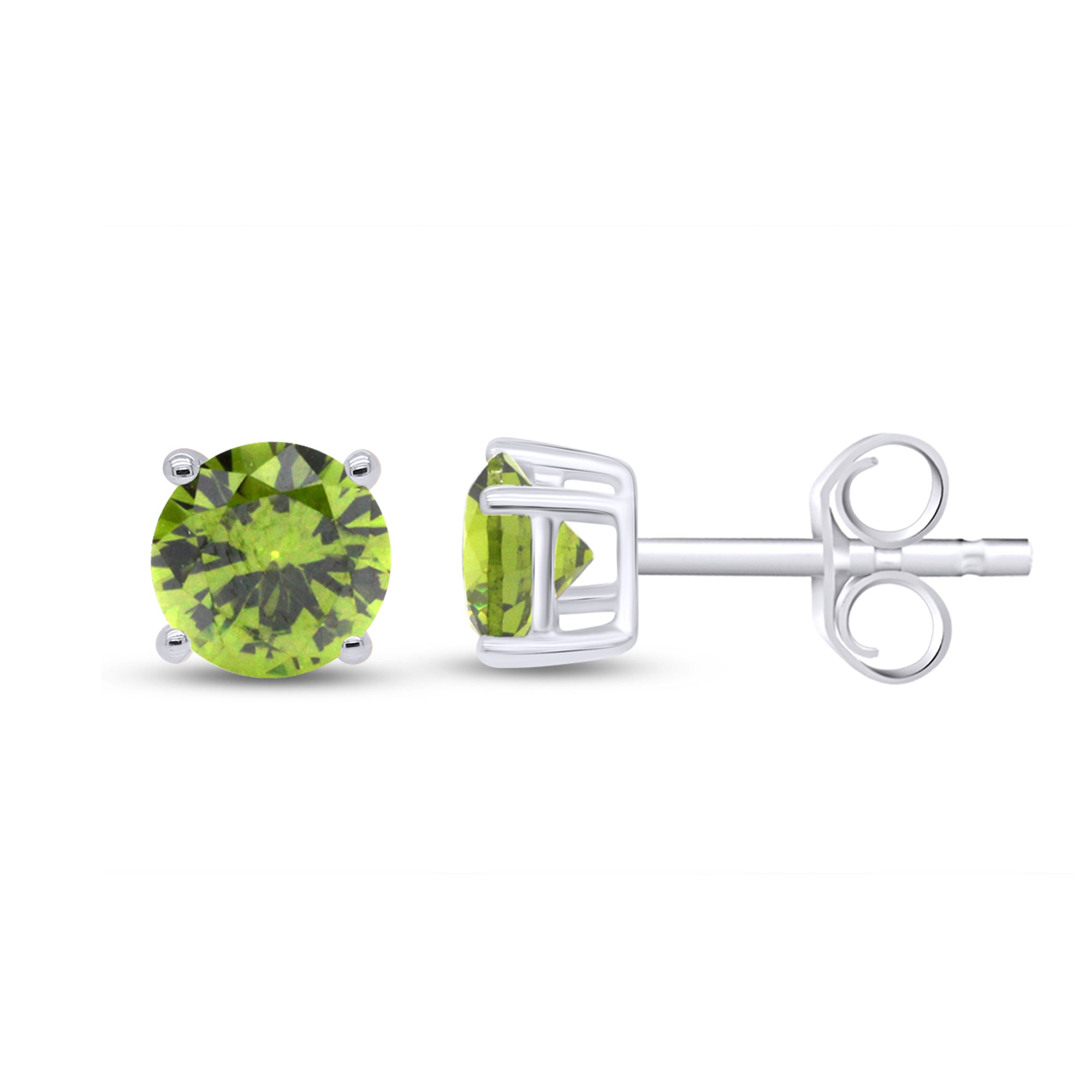 Birthstone Stud Earrings for Women, 4mm Round Simulated Gemstone Studs, Jewelry for Her (0.5 Ct)