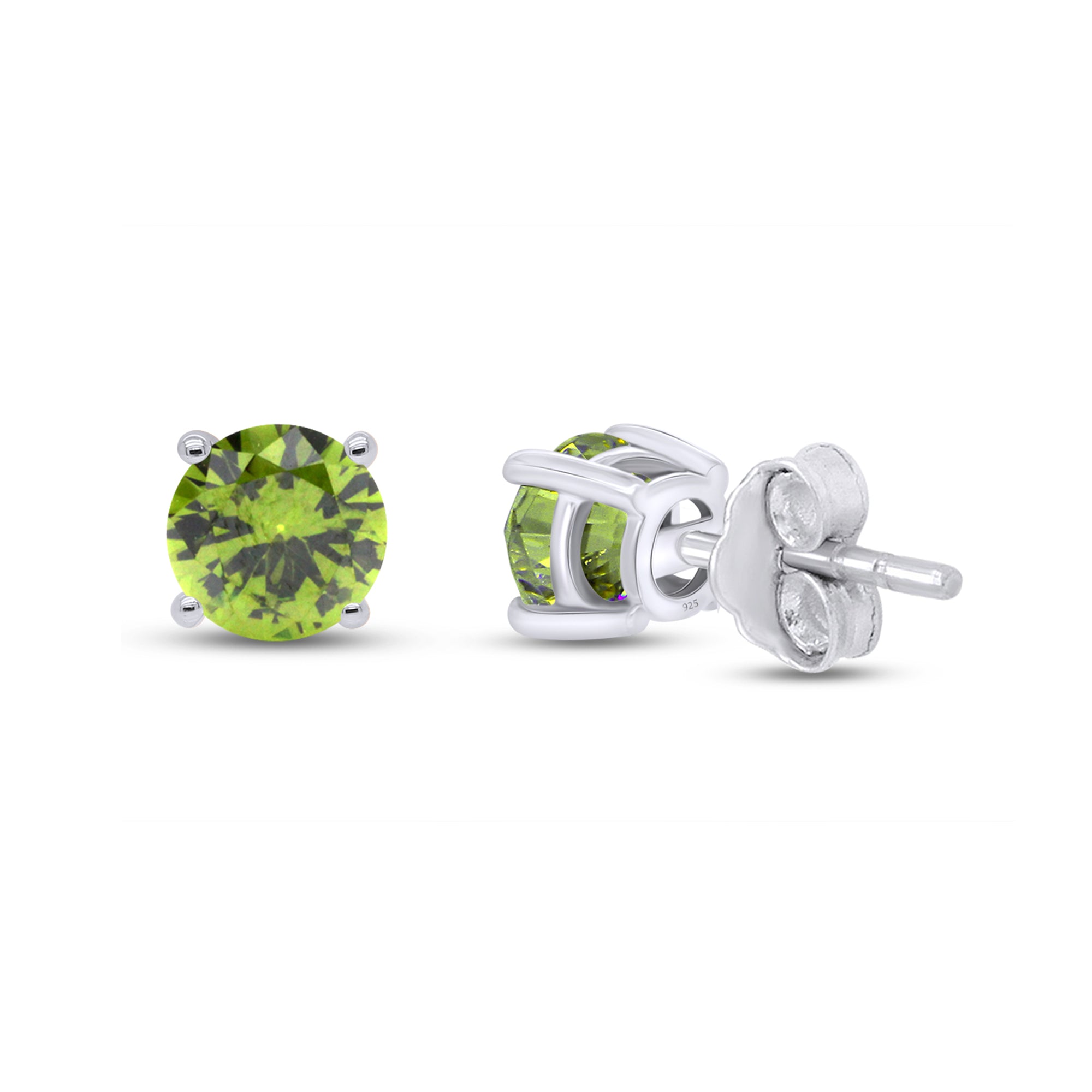 Birthstone Stud Earrings for Women, 4mm Round Simulated Gemstone Studs, Jewelry for Her (0.5 Ct)