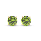 Birthstone Stud Earrings for Women, 4mm Round Simulated Gemstone Studs, Jewelry for Her (0.5 Ct)
