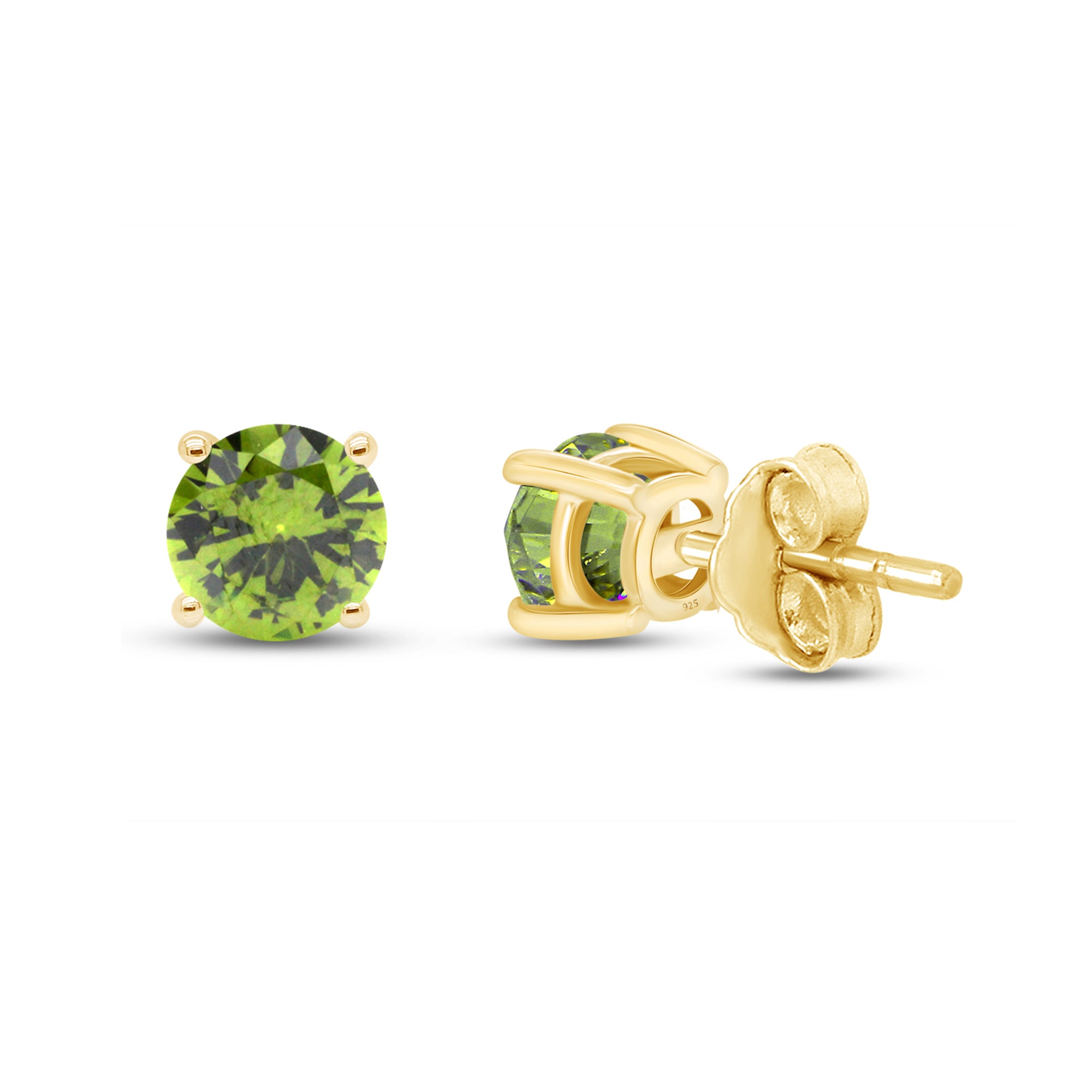 Birthstone Stud Earrings for Women, 4mm Round Simulated Gemstone Studs, Jewelry for Her (0.5 Ct)