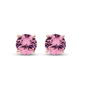 Birthstone Stud Earrings for Women, 4mm Round Simulated Gemstone Studs, Jewelry for Her (0.5 Ct)