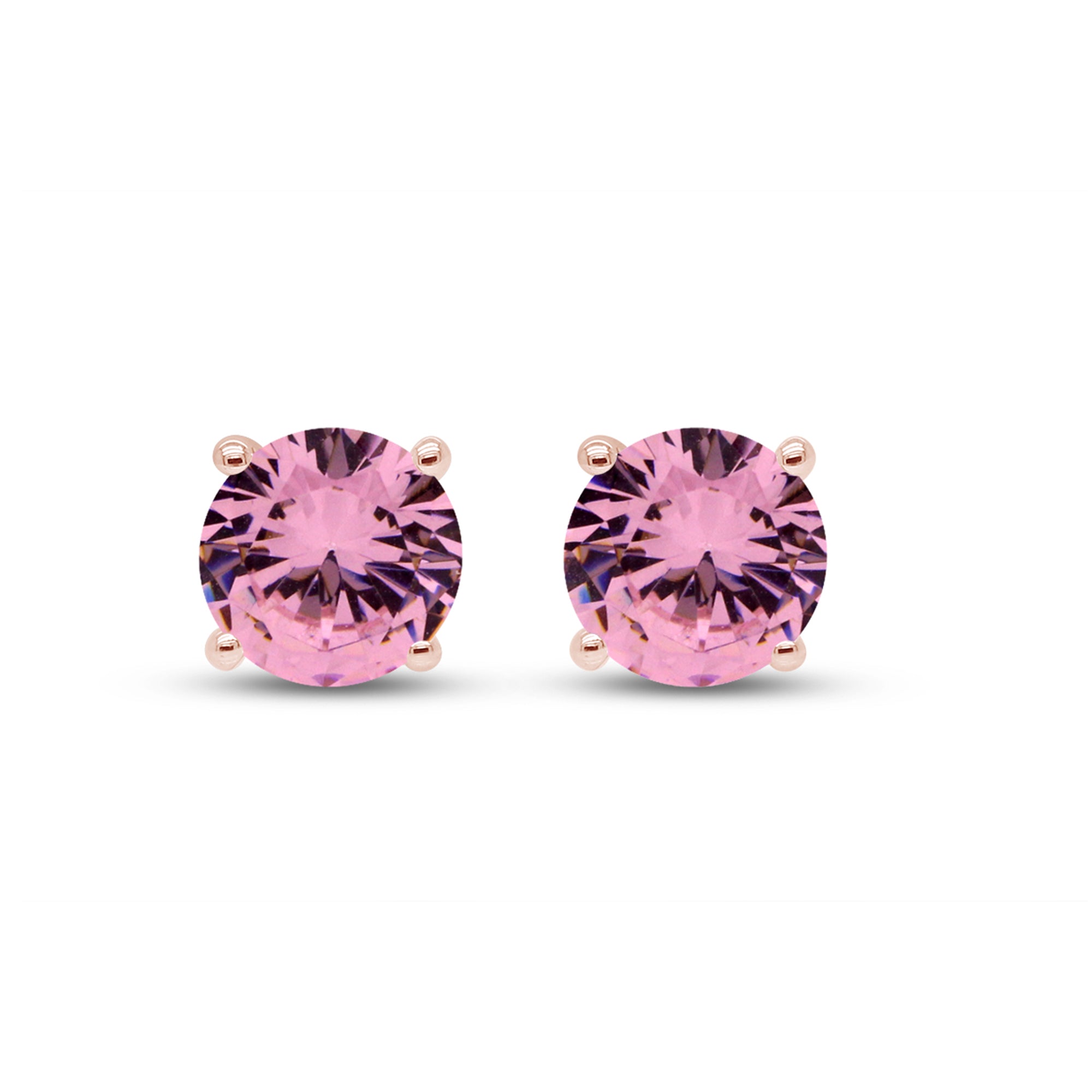 Birthstone Stud Earrings for Women, 4mm Round Simulated Gemstone Studs, Jewelry for Her (0.5 Ct)