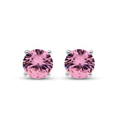 Birthstone Stud Earrings for Women, 4mm Round Simulated Gemstone Studs, Jewelry for Her (0.5 Ct)