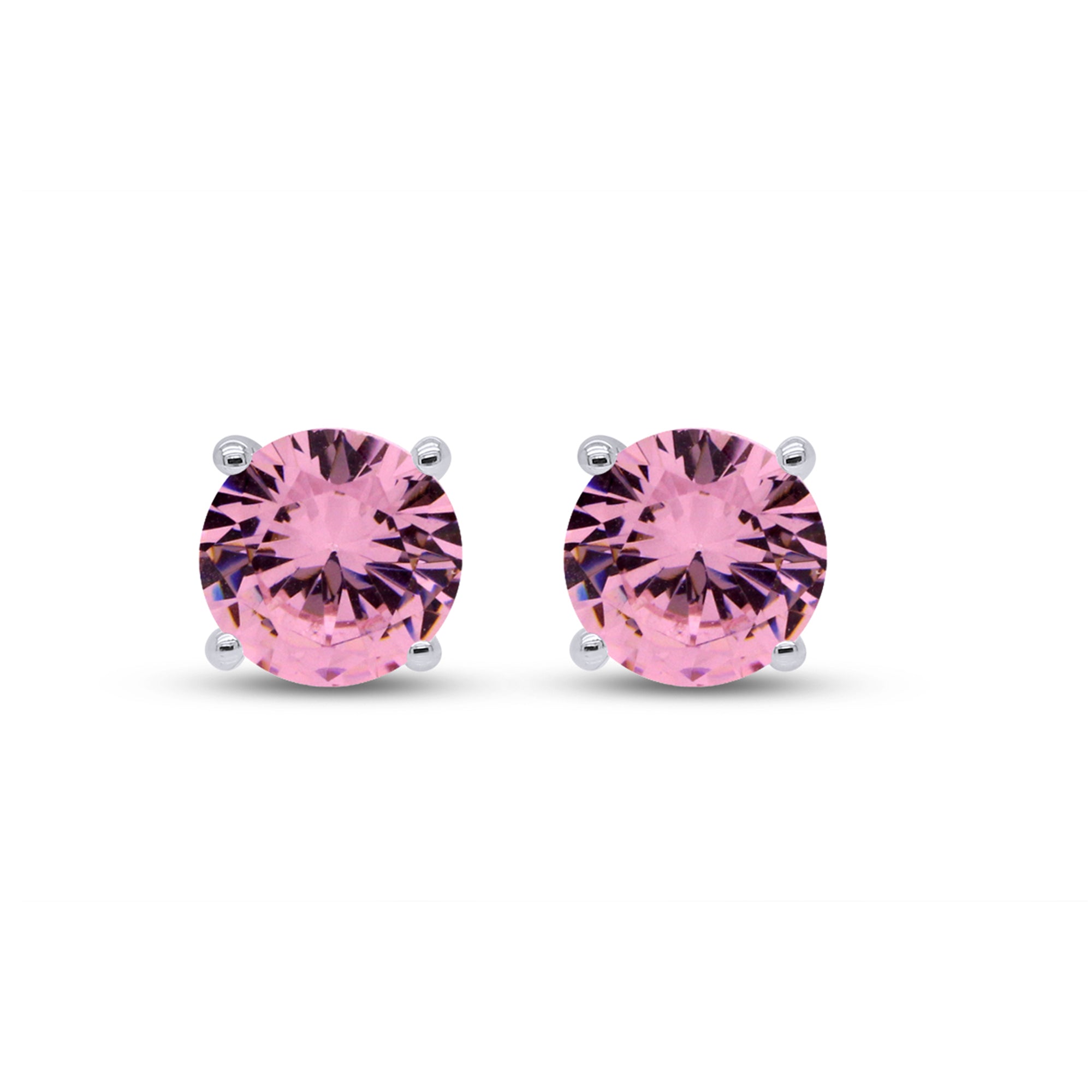 Birthstone Stud Earrings for Women, 4mm Round Simulated Gemstone Studs, Jewelry for Her (0.5 Ct)