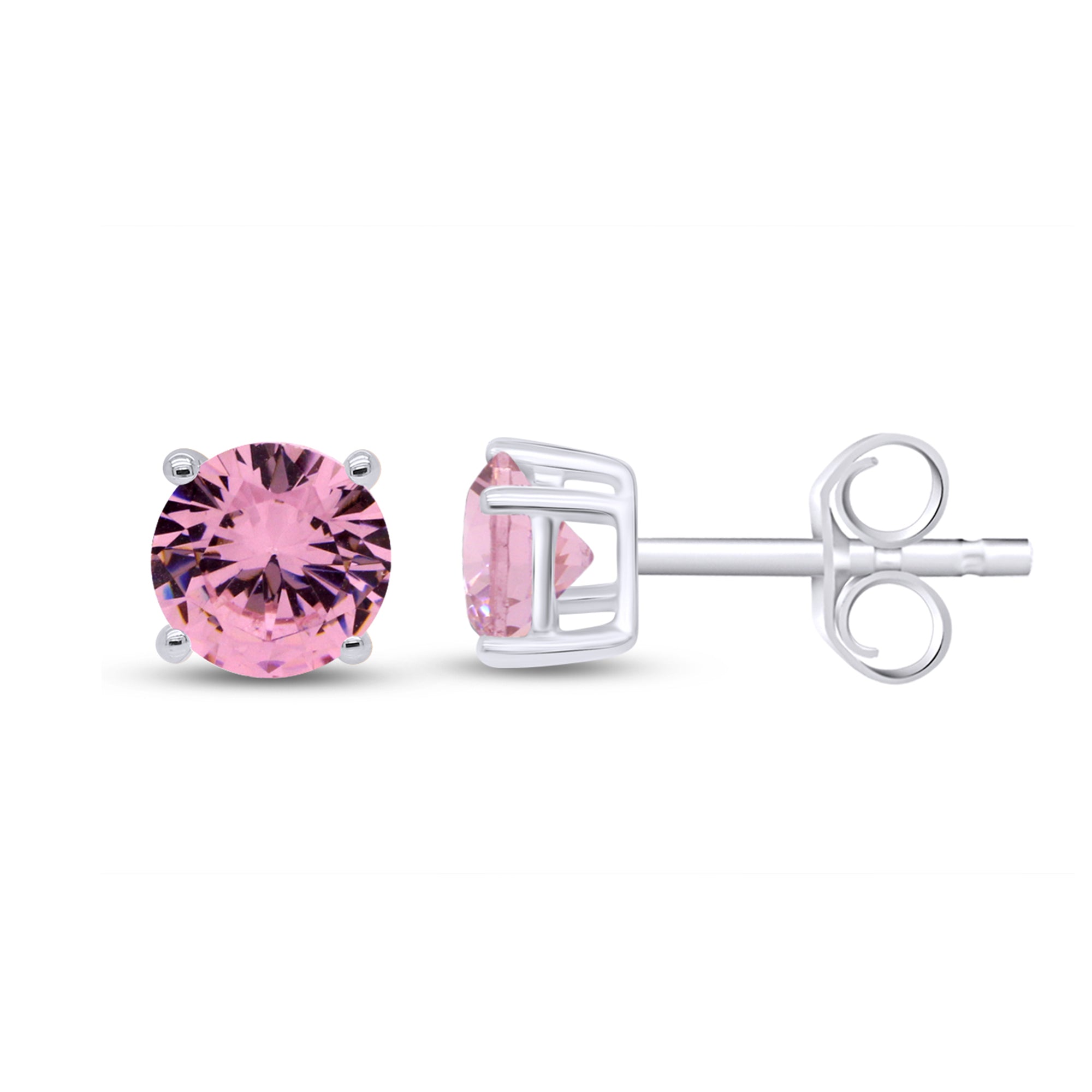 Birthstone Stud Earrings for Women, 4mm Round Simulated Gemstone Studs, Jewelry for Her (0.5 Ct)