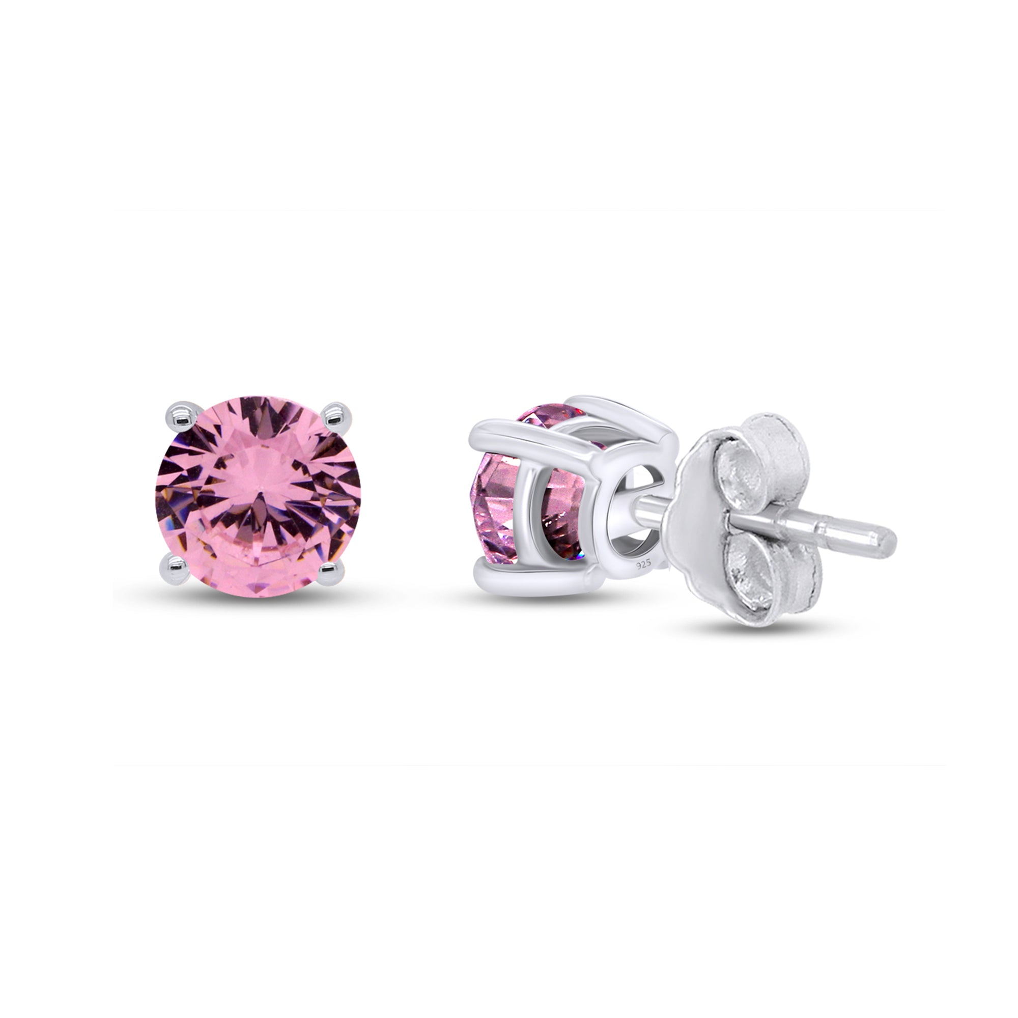 Birthstone Stud Earrings for Women, 4mm Round Simulated Gemstone Studs, Jewelry for Her (0.5 Ct)