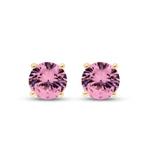 Birthstone Stud Earrings for Women, 4mm Round Simulated Gemstone Studs, Jewelry for Her (0.5 Ct)