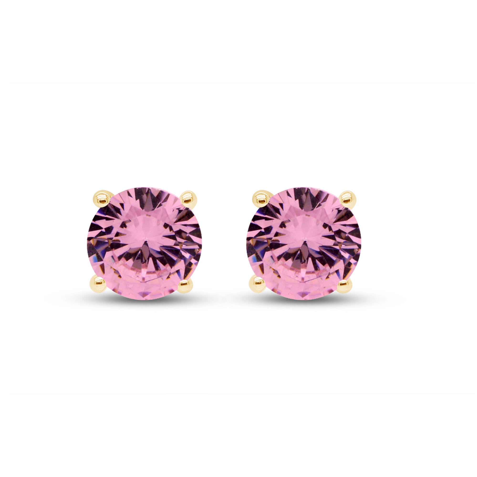 Birthstone Stud Earrings for Women, 4mm Round Simulated Gemstone Studs, Jewelry for Her (0.5 Ct)