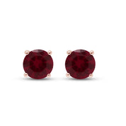 Birthstone Stud Earrings for Women, 4mm Round Simulated Gemstone Studs, Jewelry for Her (0.5 Ct)