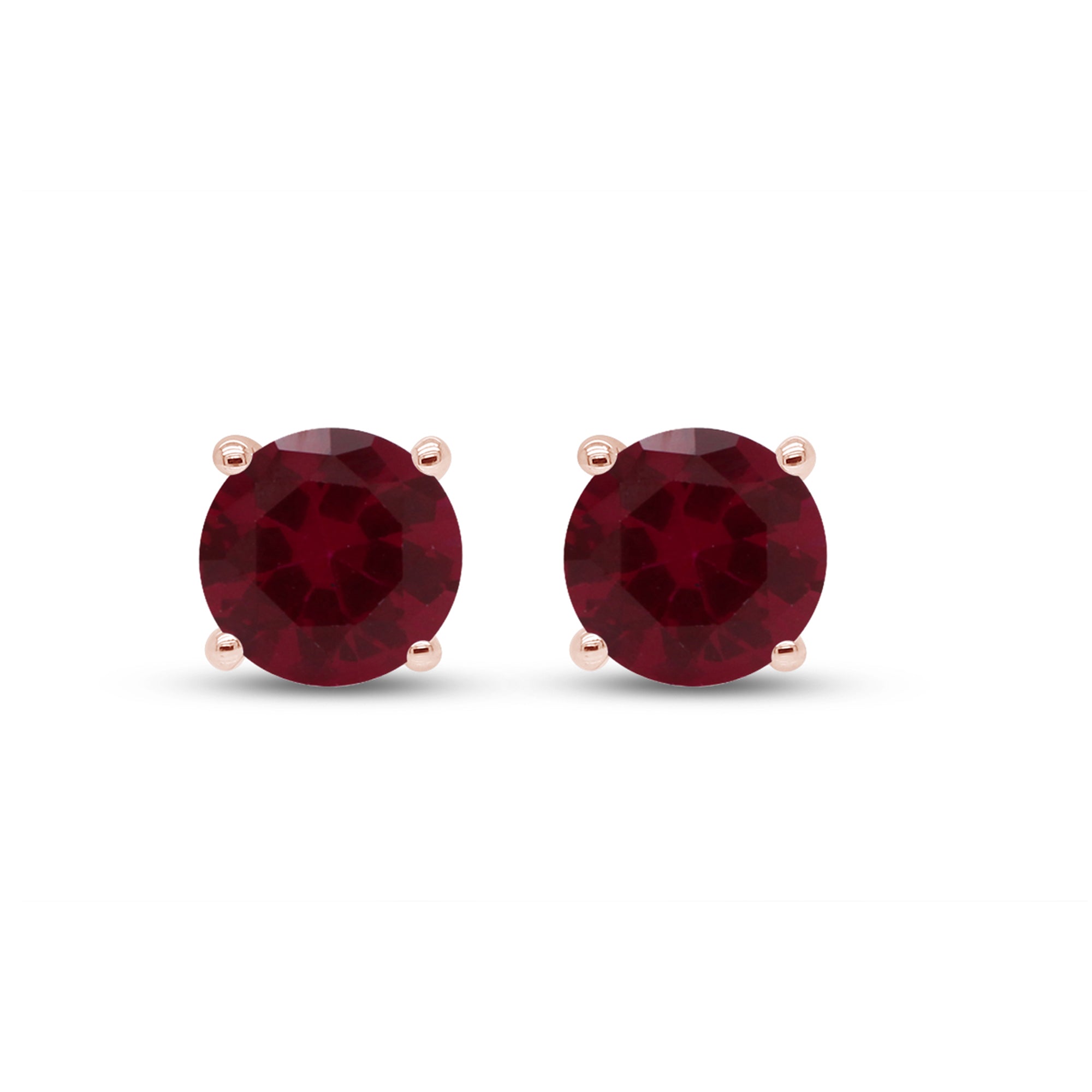 Birthstone Stud Earrings for Women, 4mm Round Simulated Gemstone Studs, Jewelry for Her (0.5 Ct)