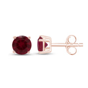 Birthstone Stud Earrings for Women, 4mm Round Simulated Gemstone Studs, Jewelry for Her (0.5 Ct)
