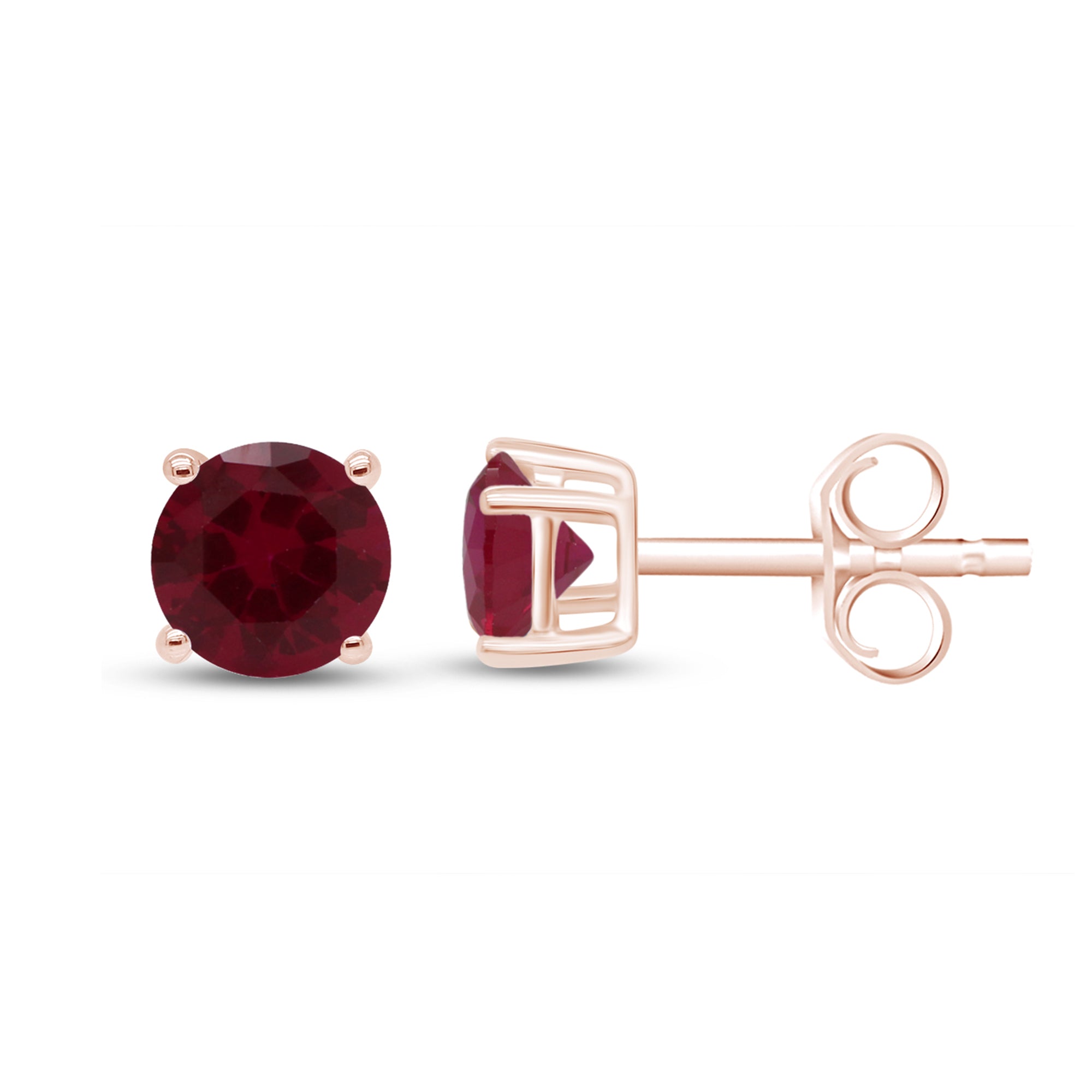 Birthstone Stud Earrings for Women, 4mm Round Simulated Gemstone Studs, Jewelry for Her (0.5 Ct)
