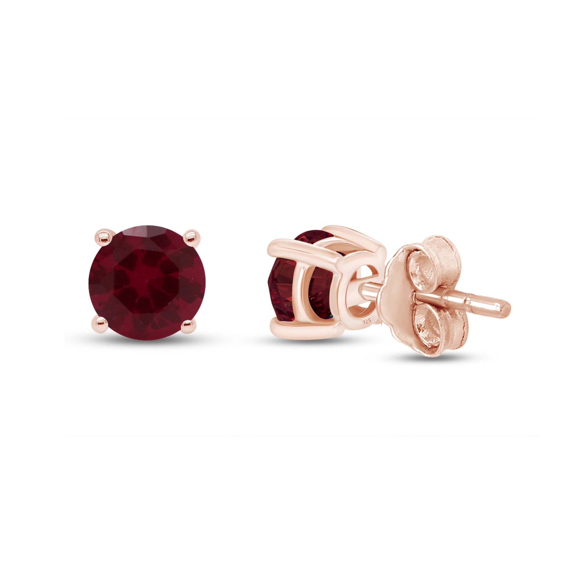Birthstone Stud Earrings for Women, 4mm Round Simulated Gemstone Studs, Jewelry for Her (0.5 Ct)