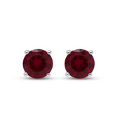 Birthstone Stud Earrings for Women, 4mm Round Simulated Gemstone Studs, Jewelry for Her (0.5 Ct)