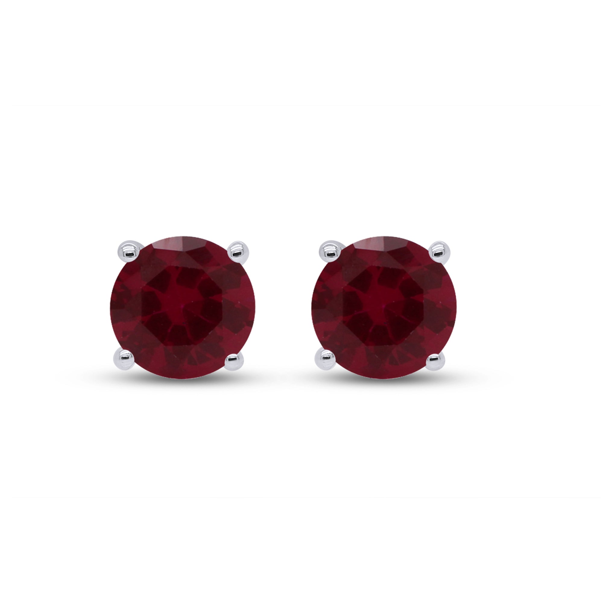 Birthstone Stud Earrings for Women, 4mm Round Simulated Gemstone Studs, Jewelry for Her (0.5 Ct)