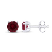 Birthstone Stud Earrings for Women, 4mm Round Simulated Gemstone Studs, Jewelry for Her (0.5 Ct)