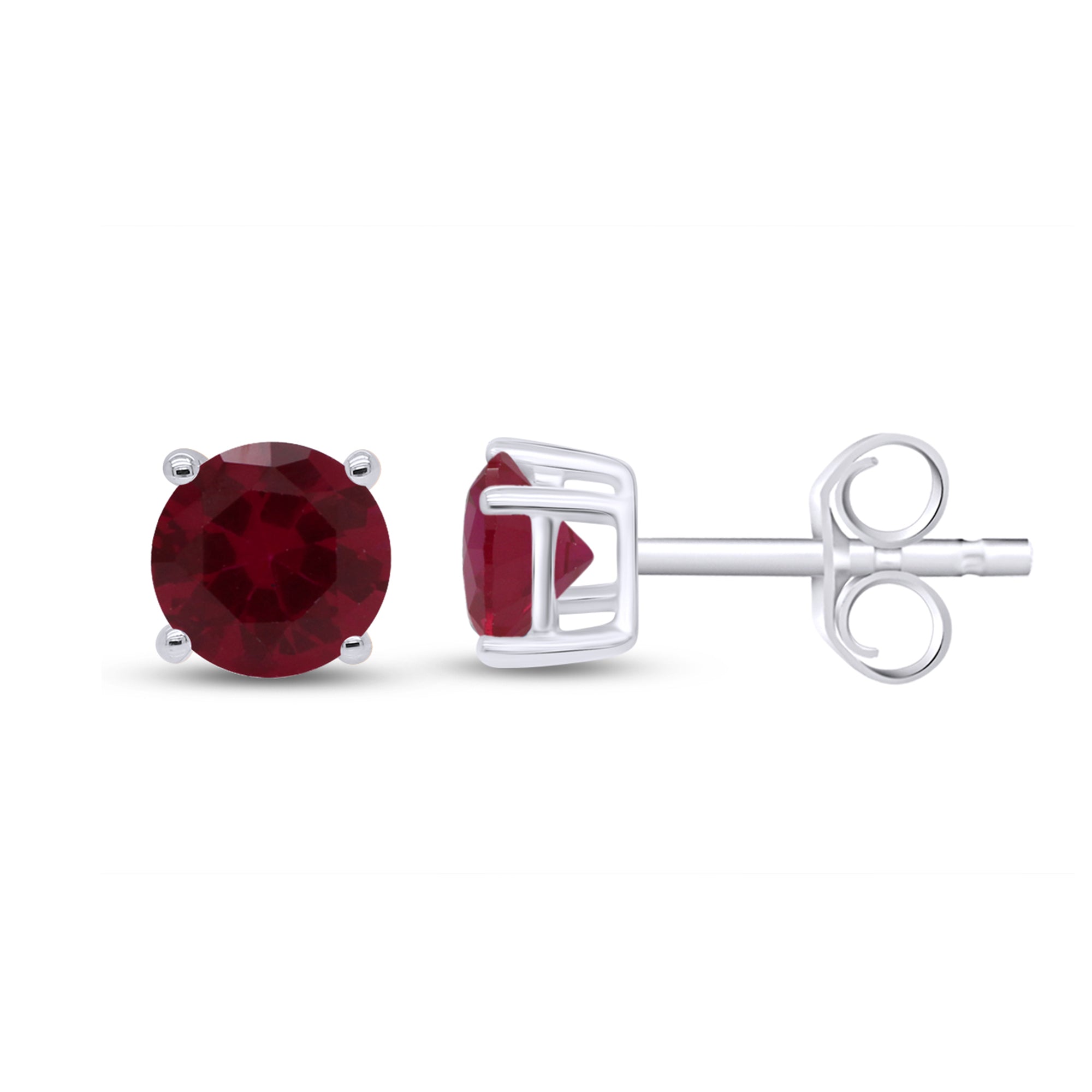 Birthstone Stud Earrings for Women, 4mm Round Simulated Gemstone Studs, Jewelry for Her (0.5 Ct)