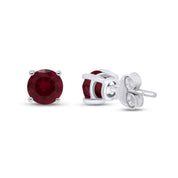 Birthstone Stud Earrings for Women, 4mm Round Simulated Gemstone Studs, Jewelry for Her (0.5 Ct)