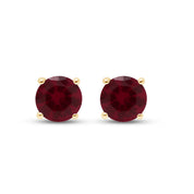 Birthstone Stud Earrings for Women, 4mm Round Simulated Gemstone Studs, Jewelry for Her (0.5 Ct)