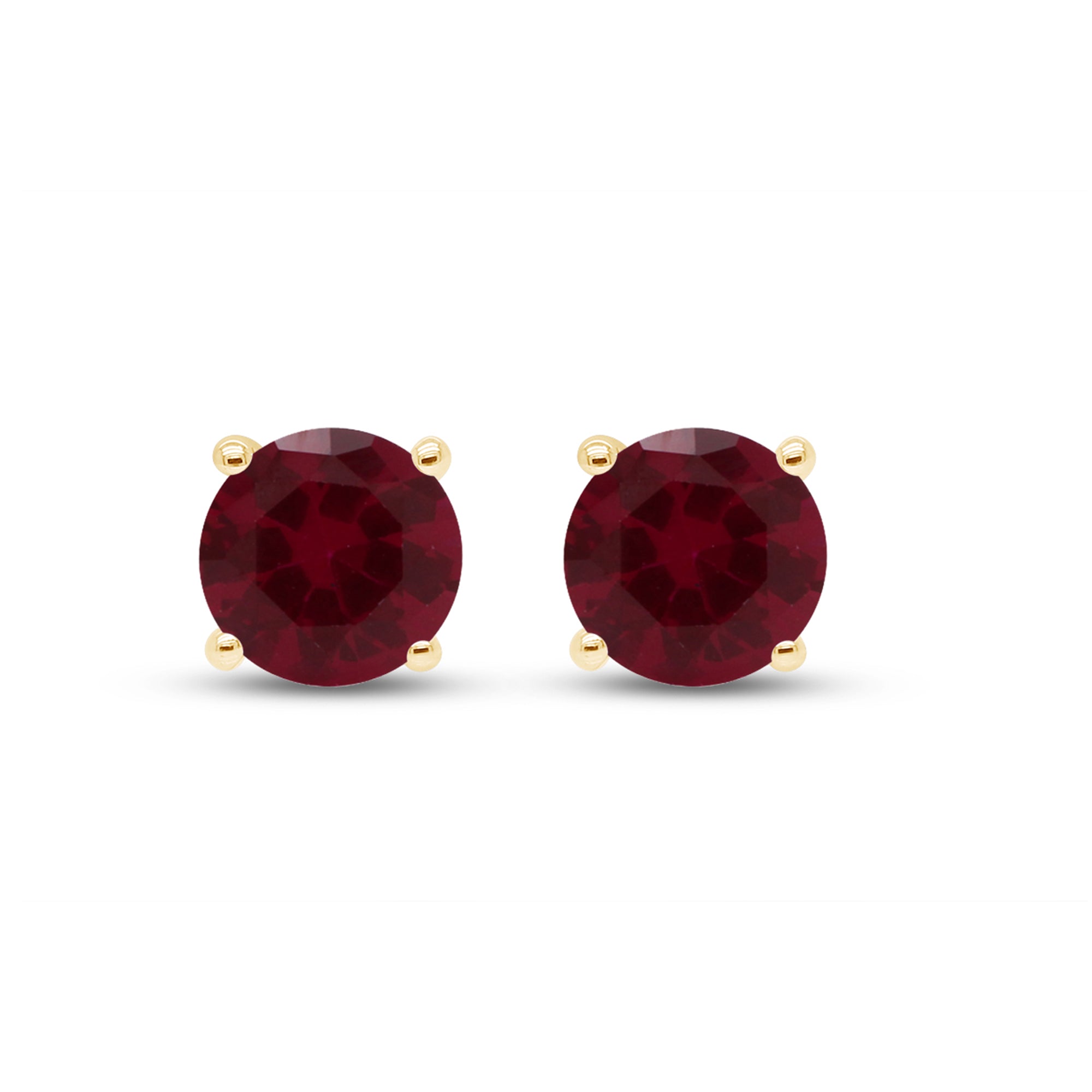Birthstone Stud Earrings for Women, 4mm Round Simulated Gemstone Studs, Jewelry for Her (0.5 Ct)