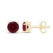 Birthstone Stud Earrings for Women, 4mm Round Simulated Gemstone Studs, Jewelry for Her (0.5 Ct)