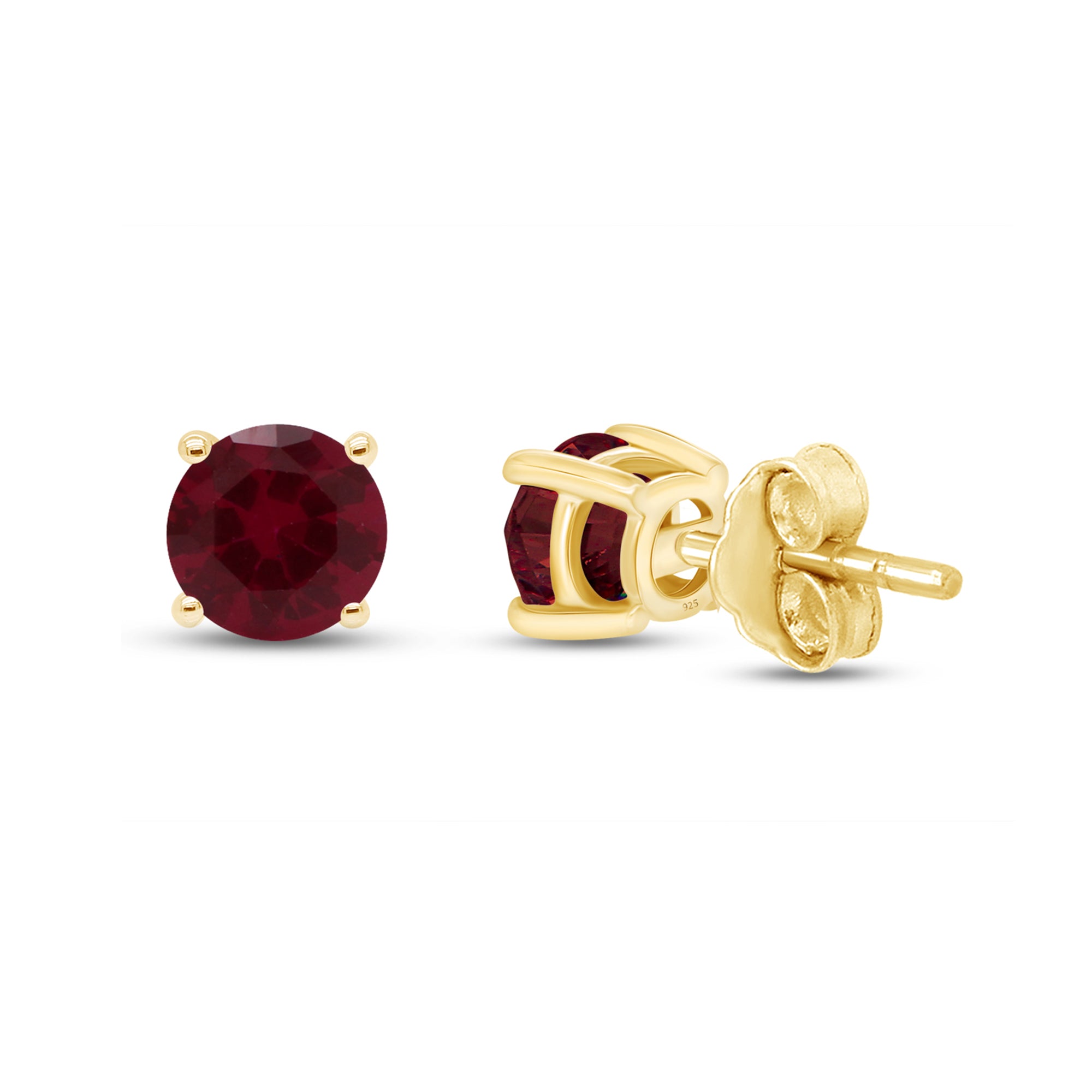Birthstone Stud Earrings for Women, 4mm Round Simulated Gemstone Studs, Jewelry for Her (0.5 Ct)