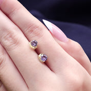 Solitaire Stud Earrings Simulated Birthstone 925 Sterling Silver