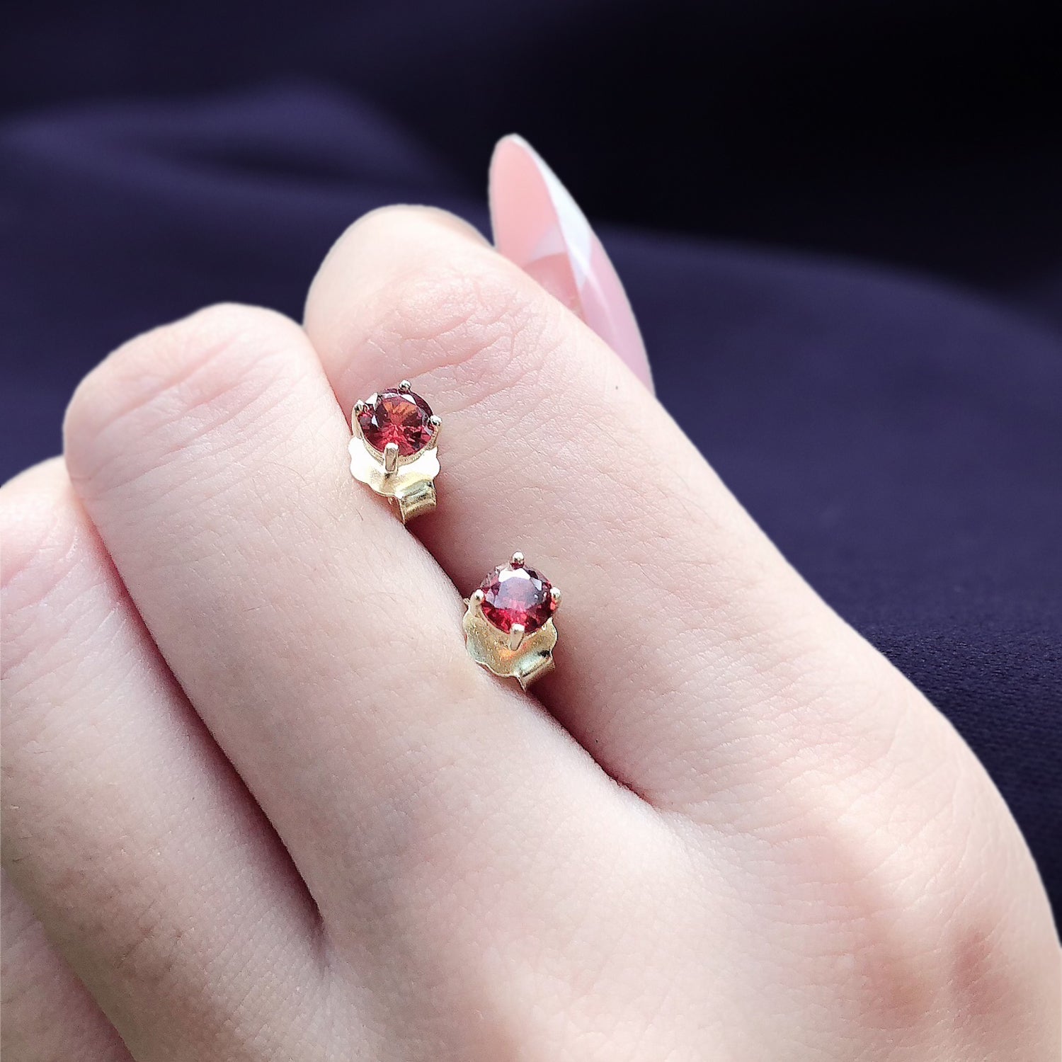 Solitaire Stud Earrings Simulated Birthstone 925 Sterling Silver