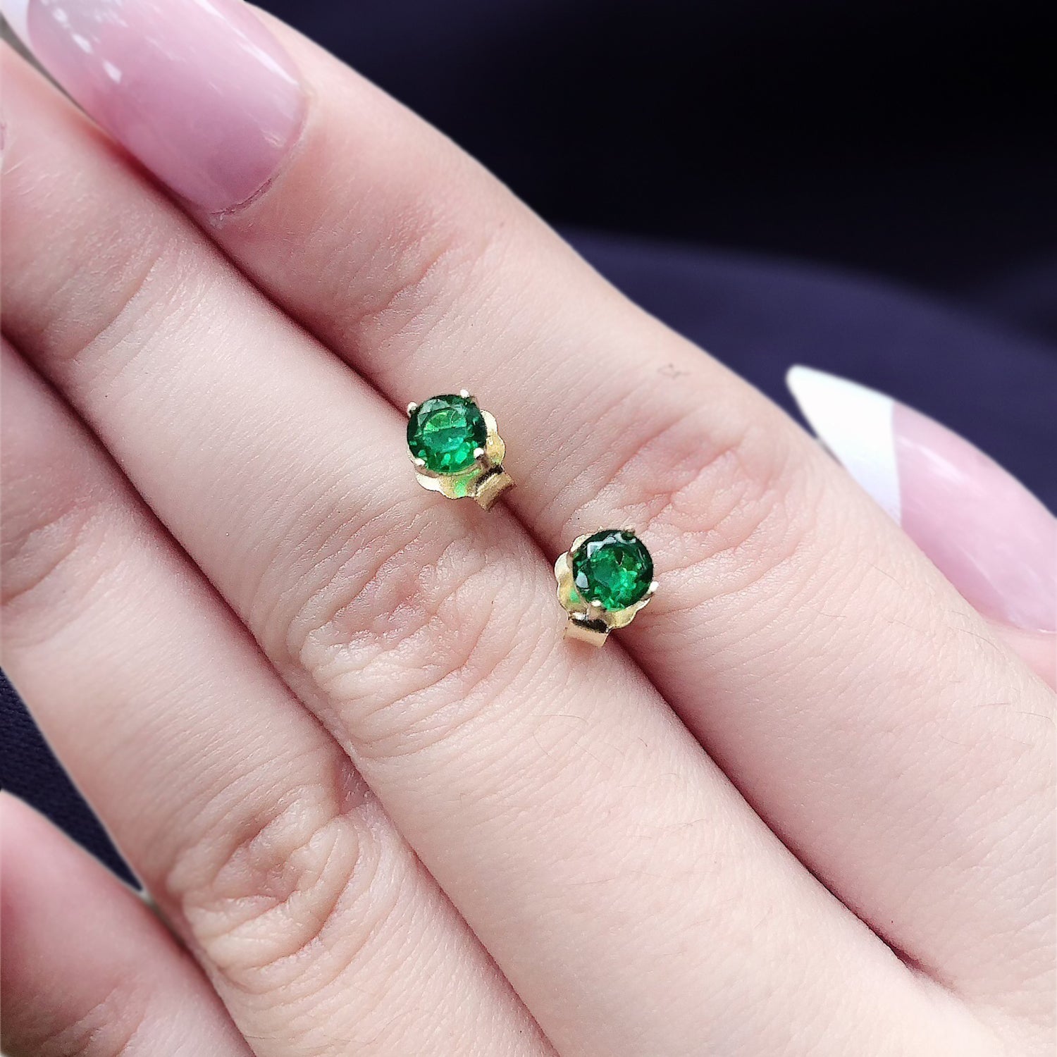 Solitaire Stud Earrings Simulated Birthstone 925 Sterling Silver