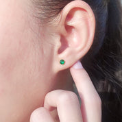 Solitaire Stud Earrings Simulated Birthstone 925 Sterling Silver