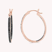 Inside Out Hoop Earrings Black Natural Diamond
