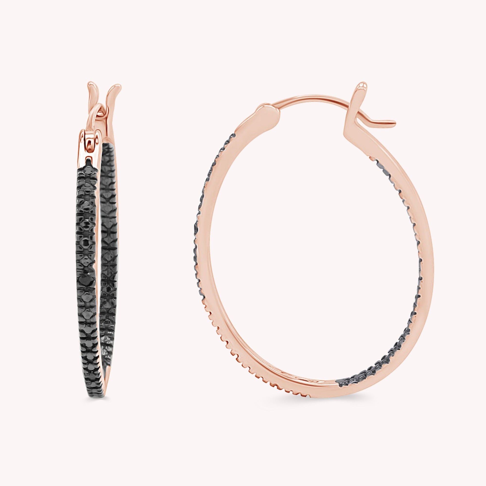 Inside Out Hoop Earrings Black Natural Diamond