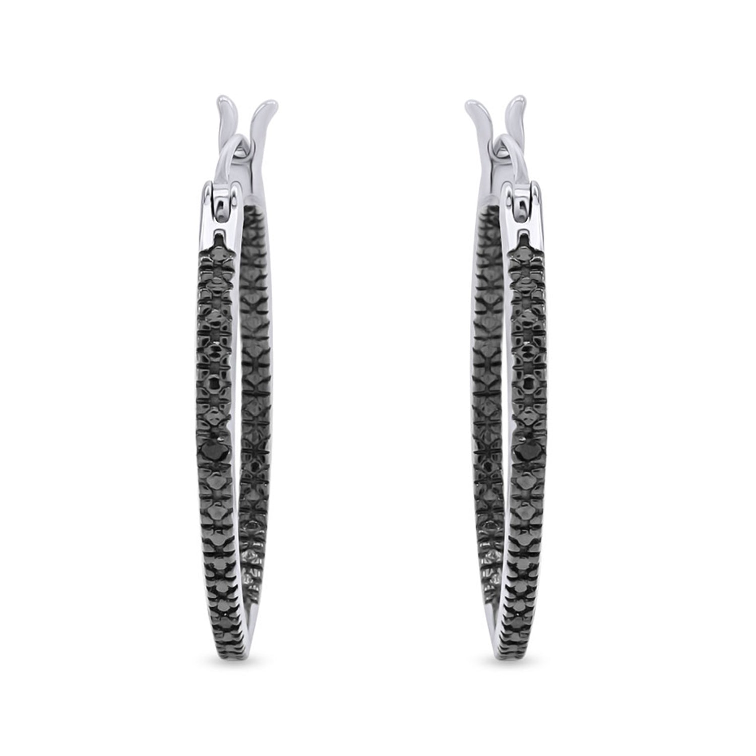 Inside Out Hoop Earrings Black Natural Diamond