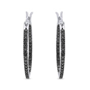 Inside Out Hoop Earrings Black Natural Diamond