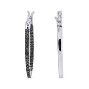 Inside Out Hoop Earrings Black Natural Diamond