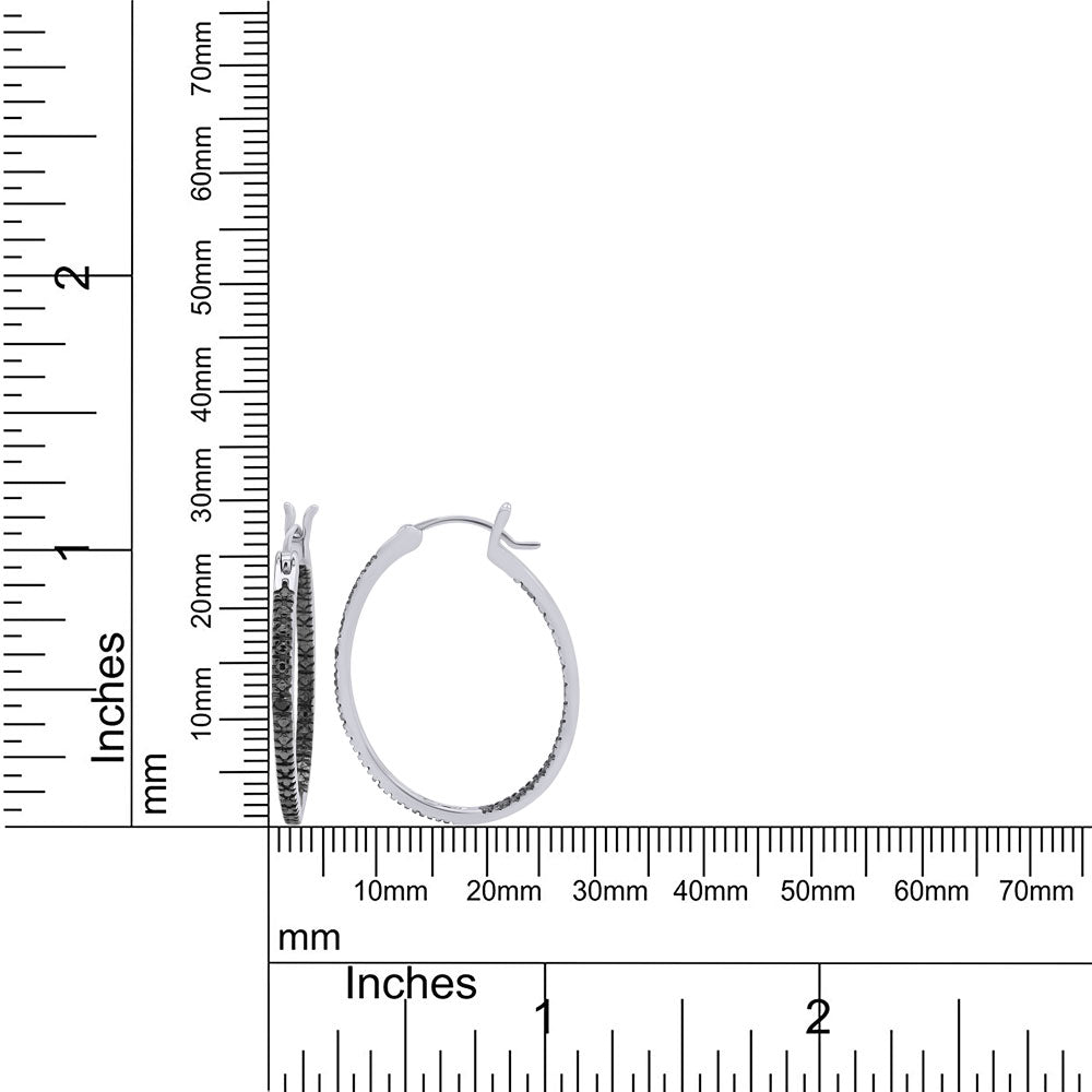Inside Out Hoop Earrings Black Natural Diamond