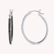 Inside Out Hoop Earrings Black Natural Diamond