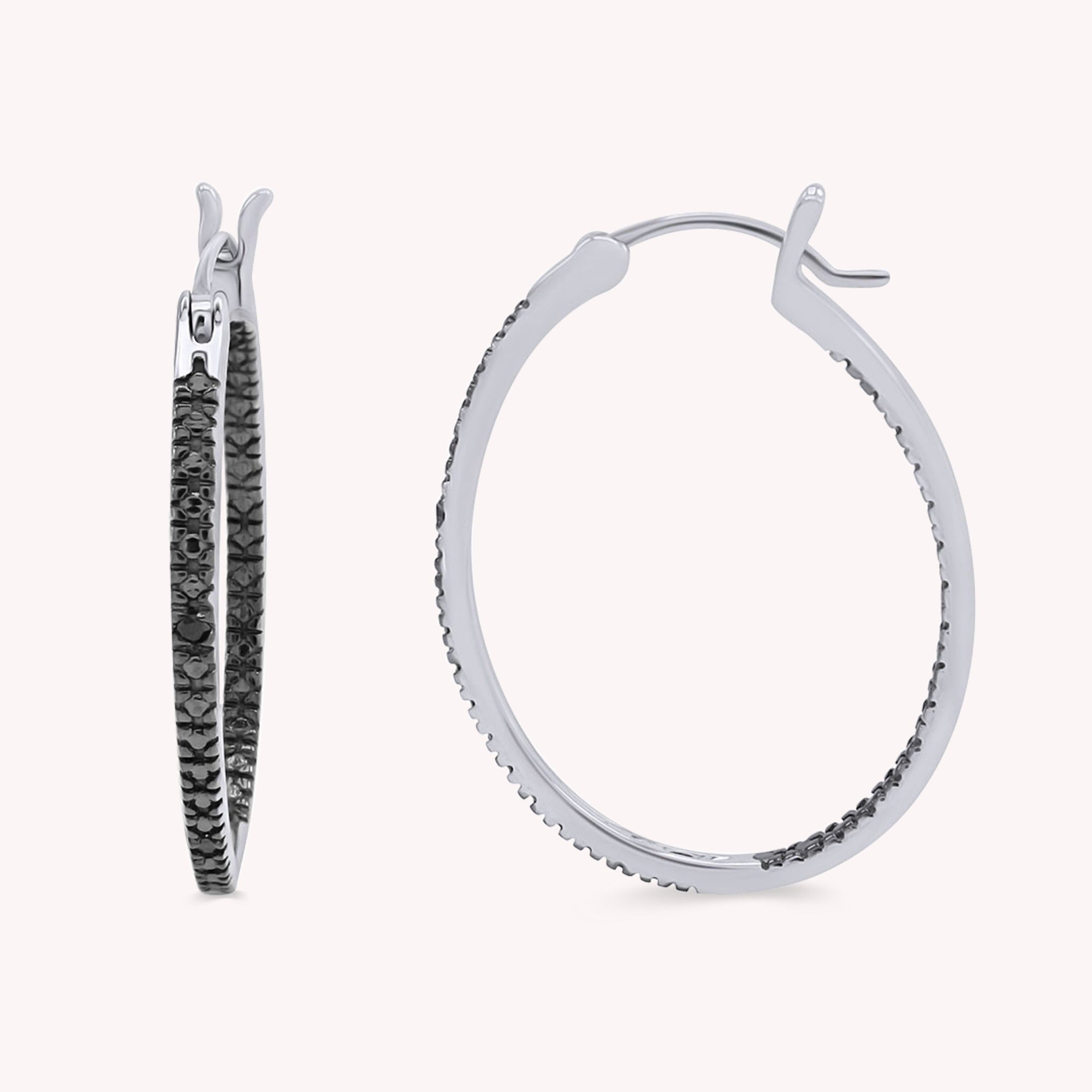 Inside Out Hoop Earrings Black Natural Diamond