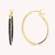 Inside Out Hoop Earrings Black Natural Diamond