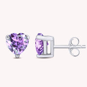 Heart Shape Simulated Birthstone Stud Earrings in 14k Gold Over Sterling Silver