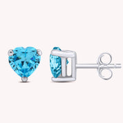 Heart Shape Simulated Birthstone Stud Earrings in 14k Gold Over Sterling Silver