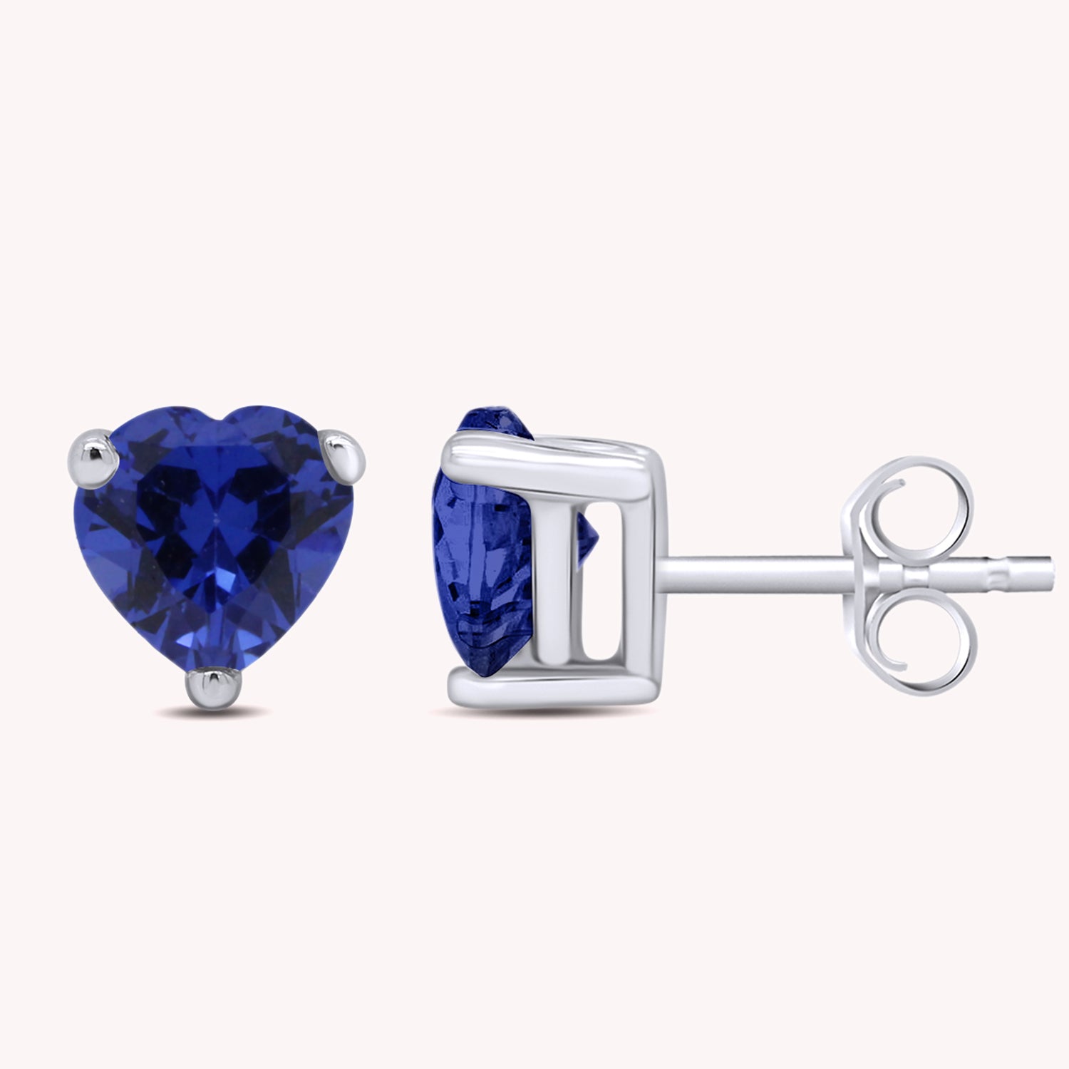 Heart Shape Simulated Birthstone Stud Earrings in 14k Gold Over Sterling Silver
