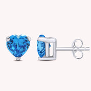 Heart Shape Simulated Birthstone Stud Earrings in 14k Gold Over Sterling Silver