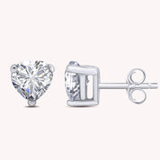 Heart Shape Simulated Birthstone Stud Earrings in 14k Gold Over Sterling Silver