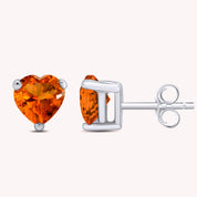 Heart Shape Simulated Birthstone Stud Earrings in 14k Gold Over Sterling Silver