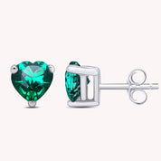 Heart Shape Simulated Birthstone Stud Earrings in 14k Gold Over Sterling Silver