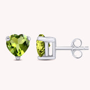 Heart Shape Simulated Birthstone Stud Earrings in 14k Gold Over Sterling Silver
