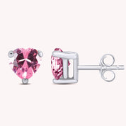 Heart Shape Simulated Birthstone Stud Earrings in 14k Gold Over Sterling Silver